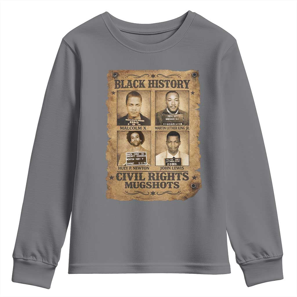 Black History Civil Rights Mugshots Youth Sweatshirt Malcolm X MLK John Lewis Huey P Newton TS11 Charcoal Print Your Wear