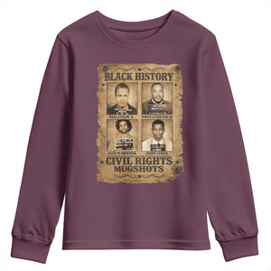 Black History Civil Rights Mugshots Youth Sweatshirt Malcolm X MLK John Lewis Huey P Newton TS11 Maroon Print Your Wear