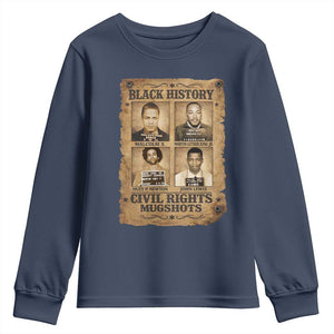 Black History Civil Rights Mugshots Youth Sweatshirt Malcolm X MLK John Lewis Huey P Newton TS11 Navy Print Your Wear