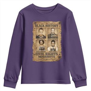 Black History Civil Rights Mugshots Youth Sweatshirt Malcolm X MLK John Lewis Huey P Newton TS11 Purple Print Your Wear