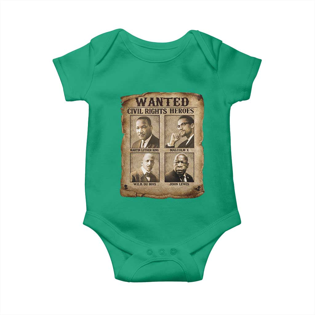 Black Leaders Baby Onesie Wanted Civil Rights Heroes MLK Malcolm X Web John Lewis TS11 Irish Green Print Your Wear