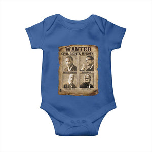 Black Leaders Baby Onesie Wanted Civil Rights Heroes MLK Malcolm X Web John Lewis TS11 Royal Blue Print Your Wear