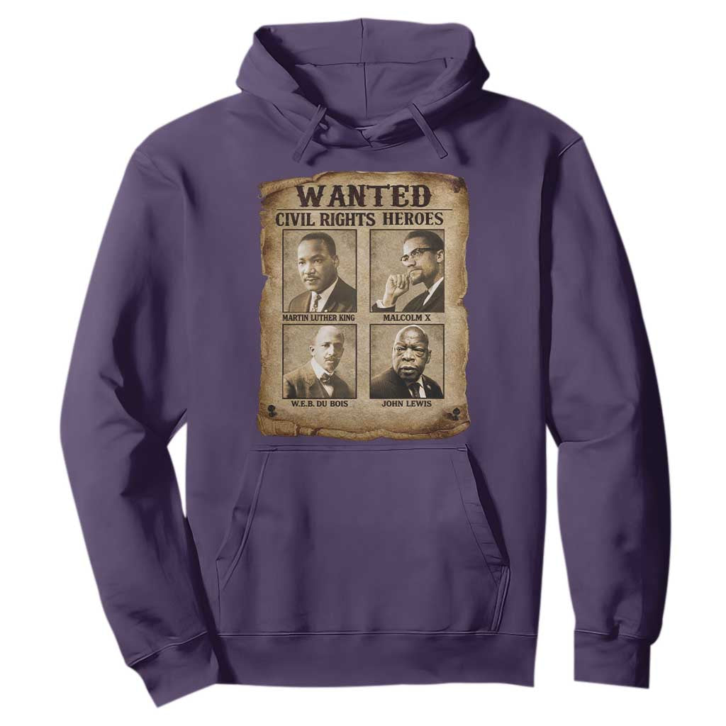 Black Leaders Hoodie Wanted Civil Rights Heroes MLK Malcolm X Web John Lewis TS11 Purple Print Your Wear