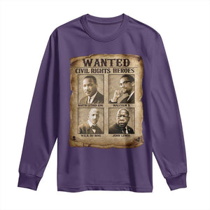 Black Leaders Long Sleeve Shirt Wanted Civil Rights Heroes MLK Malcolm X Web John Lewis TS11 Purple Print Your Wear