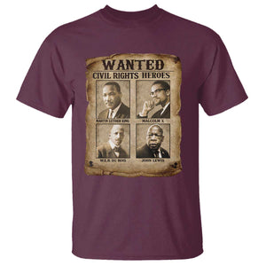 Black Leaders T Shirt Wanted Civil Rights Heroes MLK Malcolm X Web John Lewis TS11 Maroon Print Your Wear