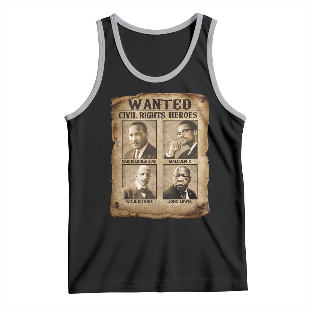 Black Leaders Tank Top Wanted Civil Rights Heroes MLK Malcolm X Web John Lewis TS11 Black Athletic Heather Print Your Wear