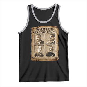 Black Leaders Tank Top Wanted Civil Rights Heroes MLK Malcolm X Web John Lewis TS11 Black Athletic Heather Print Your Wear