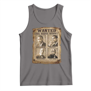 Black Leaders Tank Top Wanted Civil Rights Heroes MLK Malcolm X Web John Lewis TS11 Deep Heather Print Your Wear