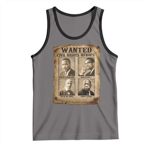 Black Leaders Tank Top Wanted Civil Rights Heroes MLK Malcolm X Web John Lewis TS11 Deep Heather Black Print Your Wear