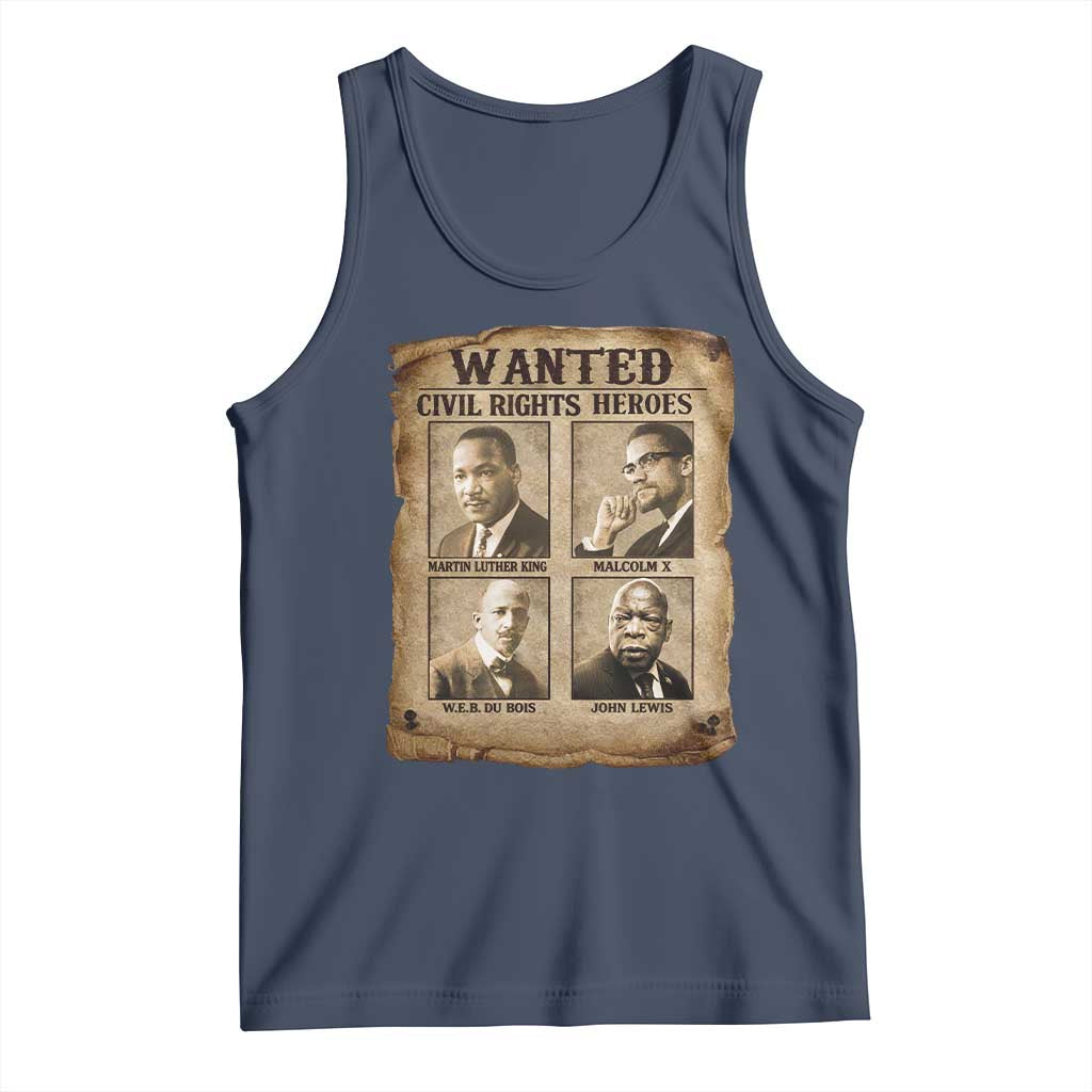 Black Leaders Tank Top Wanted Civil Rights Heroes MLK Malcolm X Web John Lewis TS11 Navy Print Your Wear