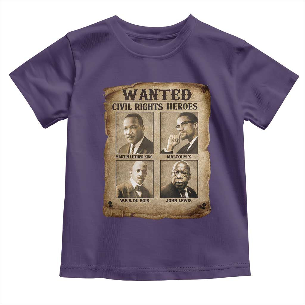 Black Leaders Toddler T Shirt Wanted Civil Rights Heroes MLK Malcolm X Web John Lewis TS11 Purple Print Your Wear