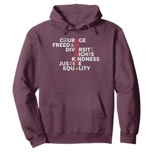 America Courage Freedom Diversity Rights Friendship Justice Hoodie TS11 Maroon Print Your Wear