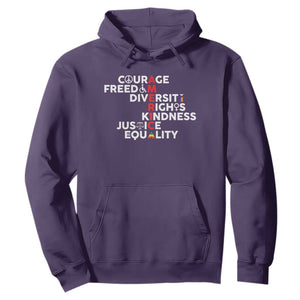 America Courage Freedom Diversity Rights Friendship Justice Hoodie TS11 Purple Print Your Wear