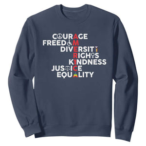 America Courage Freedom Diversity Rights Friendship Justice Sweatshirt TS11 Navy Print Your Wear