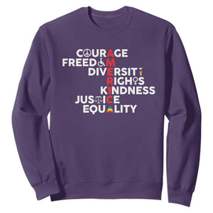 America Courage Freedom Diversity Rights Friendship Justice Sweatshirt TS11 Purple Print Your Wear