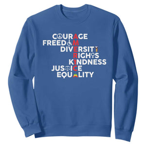 America Courage Freedom Diversity Rights Friendship Justice Sweatshirt TS11 Royal Blue Print Your Wear