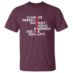America Courage Freedom Diversity Rights Friendship Justice T Shirt TS11 Maroon Print Your Wear