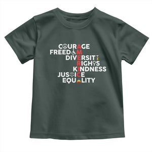 America Courage Freedom Diversity Rights Friendship Justice Toddler T Shirt TS11 Dark Forest Green Print Your Wear