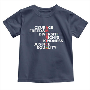 America Courage Freedom Diversity Rights Friendship Justice Toddler T Shirt TS11 Navy Print Your Wear
