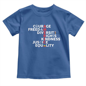 America Courage Freedom Diversity Rights Friendship Justice Toddler T Shirt TS11 Royal Blue Print Your Wear