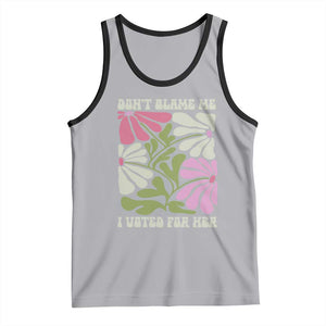 Funny Don't Blame Me I Voted For Her Tank Top Kamala Harris Supporter Political Retro Flowers TS11 Athletic Heather Black Print Your Wear