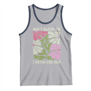 Funny Don't Blame Me I Voted For Her Tank Top Kamala Harris Supporter Political Retro Flowers TS11 Athletic Heather Navy Print Your Wear