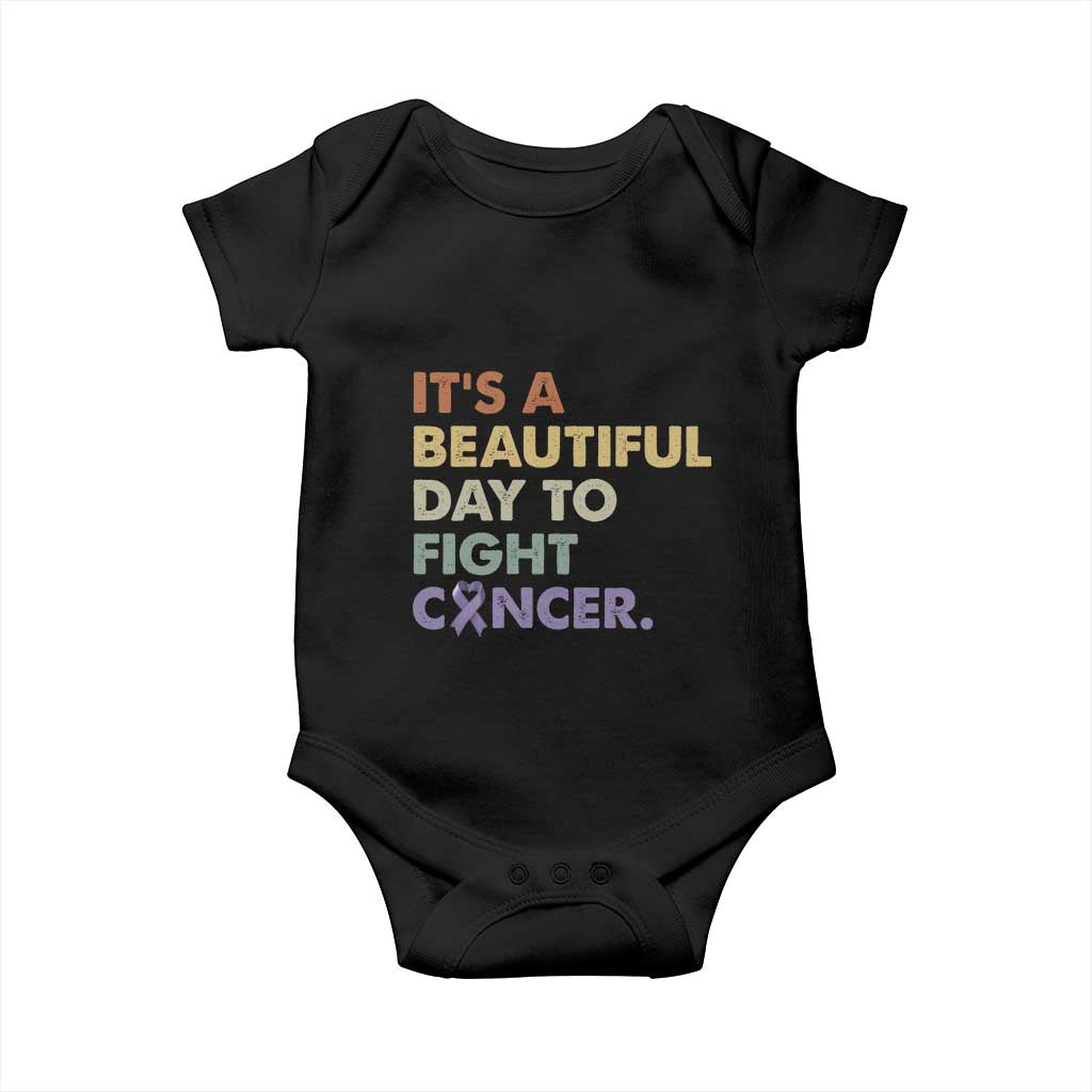 All Cancer Awareness Baby Onesie It's A Beautiful Day To Fight Cancer Lavender Ribbon TS11 Black Print Your Wear