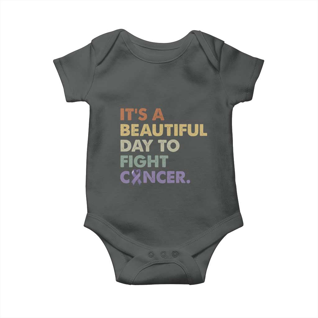 All Cancer Awareness Baby Onesie It's A Beautiful Day To Fight Cancer Lavender Ribbon TS11 Dark Heather Print Your Wear