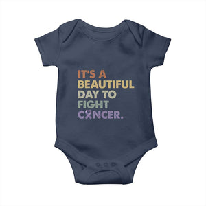 All Cancer Awareness Baby Onesie It's A Beautiful Day To Fight Cancer Lavender Ribbon TS11 Navy Print Your Wear