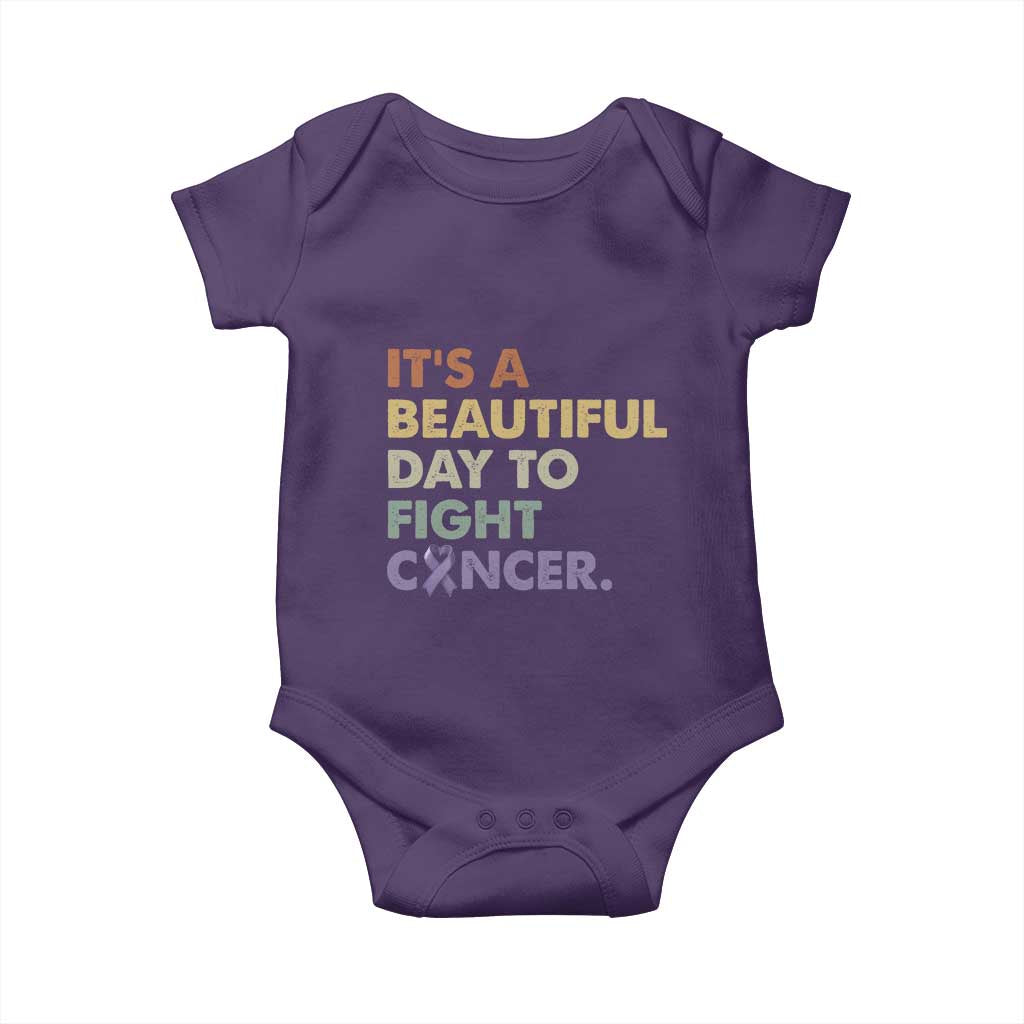 All Cancer Awareness Baby Onesie It's A Beautiful Day To Fight Cancer Lavender Ribbon TS11 Purple Print Your Wear