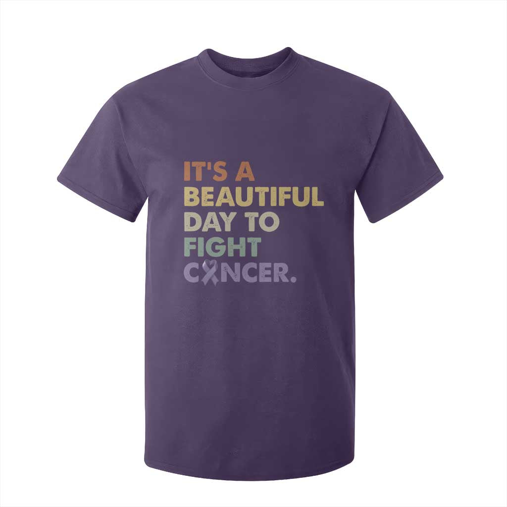 All Cancer Awareness T Shirt For Kid It's A Beautiful Day To Fight Cancer Lavender Ribbon TS11 Purple Print Your Wear