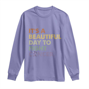 All Cancer Awareness Long Sleeve Shirt It's A Beautiful Day To Fight Cancer Lavender Ribbon TS11 Violet Print Your Wear