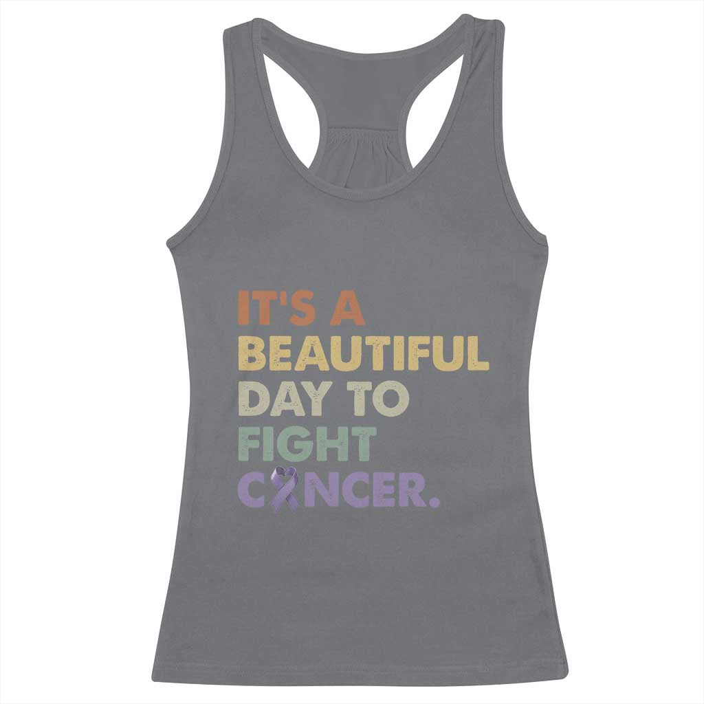 All Cancer Awareness Racerback Tank Top It's A Beautiful Day To Fight Cancer Lavender Ribbon TS11 Charcoal Print Your Wear