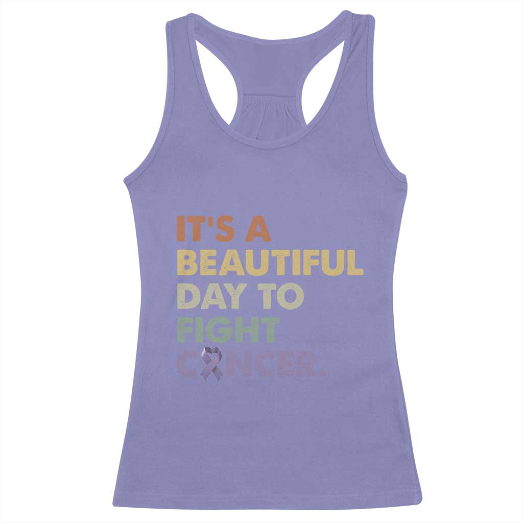 All Cancer Awareness Racerback Tank Top It's A Beautiful Day To Fight Cancer Lavender Ribbon TS11 Violet Print Your Wear