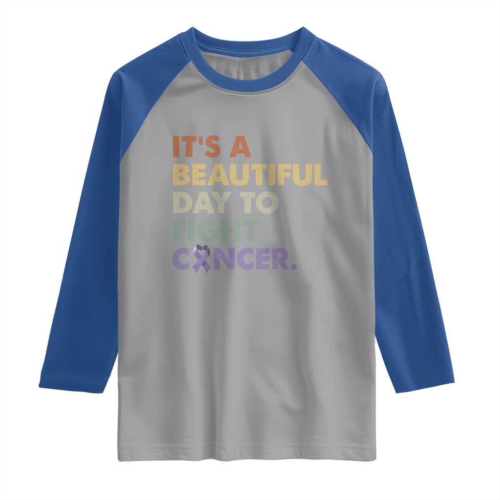 All Cancer Awareness Raglan Shirt It's A Beautiful Day To Fight Cancer Lavender Ribbon TS11 Sport Gray Royal Print Your Wear