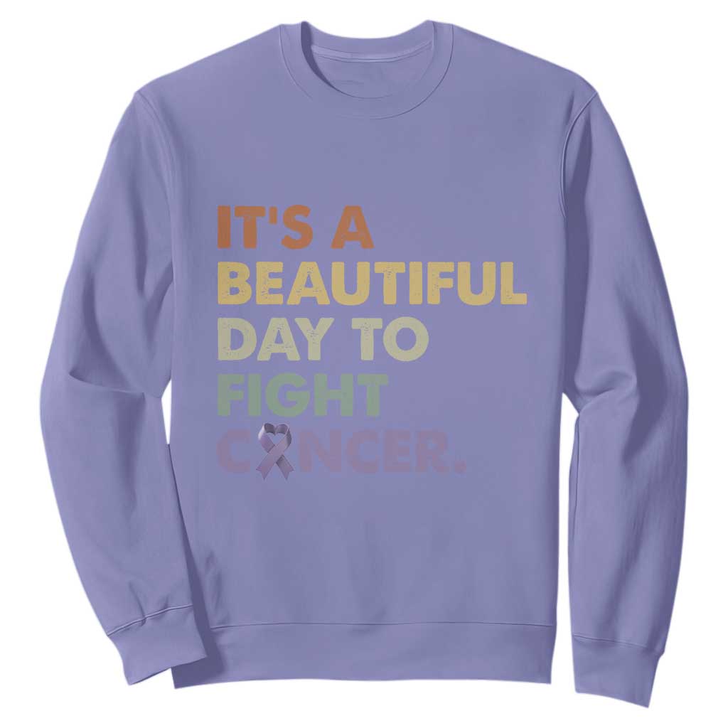 All Cancer Awareness Sweatshirt It's A Beautiful Day To Fight Cancer Lavender Ribbon TS11 Violet Print Your Wear