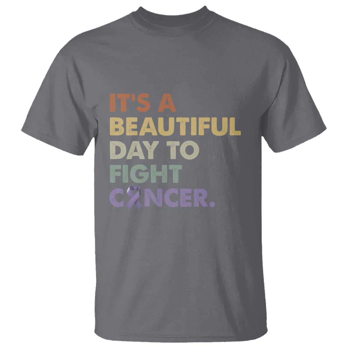All Cancer Awareness T Shirt It's A Beautiful Day To Fight Cancer Lavender Ribbon TS11 Charcoal Print Your Wear
