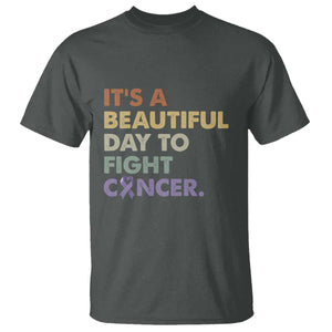 All Cancer Awareness T Shirt It's A Beautiful Day To Fight Cancer Lavender Ribbon TS11 Dark Heather Print Your Wear