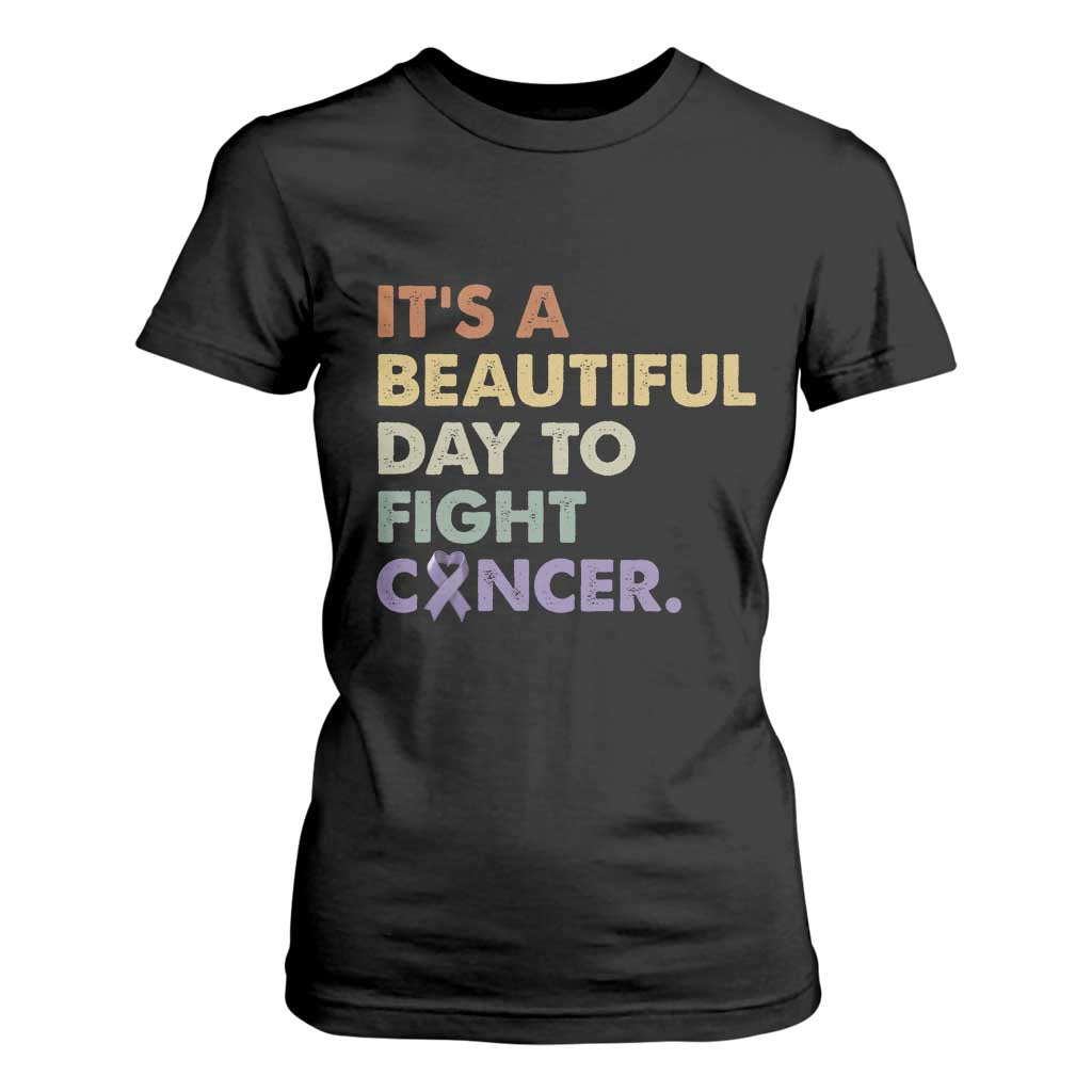 All Cancer Awareness T Shirt For Women It's A Beautiful Day To Fight Cancer Lavender Ribbon TS11 Black Print Your Wear