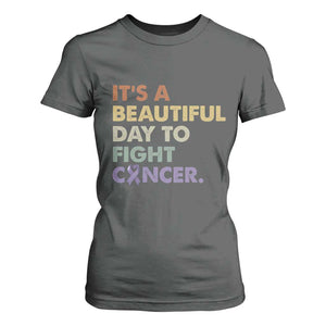 All Cancer Awareness T Shirt For Women It's A Beautiful Day To Fight Cancer Lavender Ribbon TS11 Dark Heather Print Your Wear