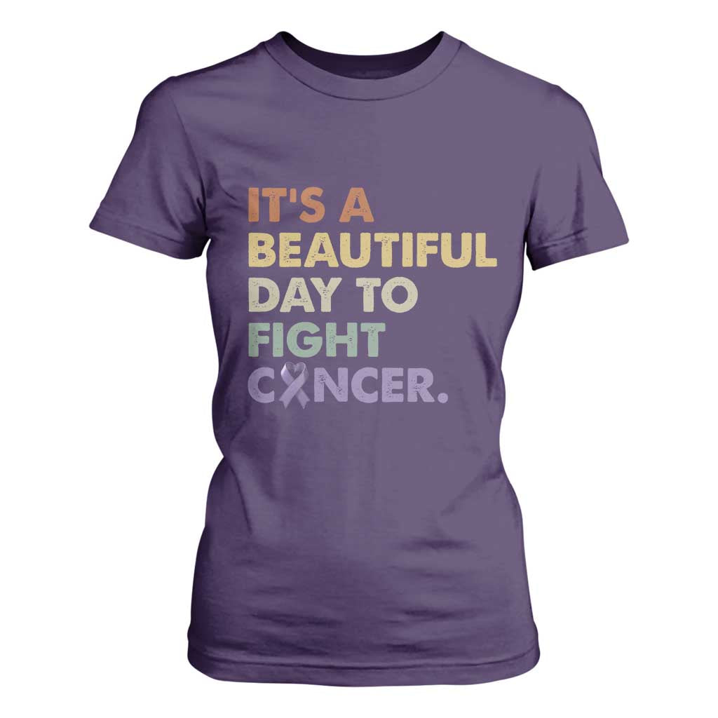 All Cancer Awareness T Shirt For Women It's A Beautiful Day To Fight Cancer Lavender Ribbon TS11 Purple Print Your Wear