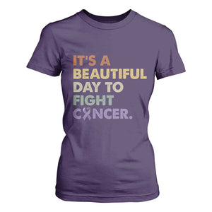 All Cancer Awareness T Shirt For Women It's A Beautiful Day To Fight Cancer Lavender Ribbon TS11 Purple Print Your Wear