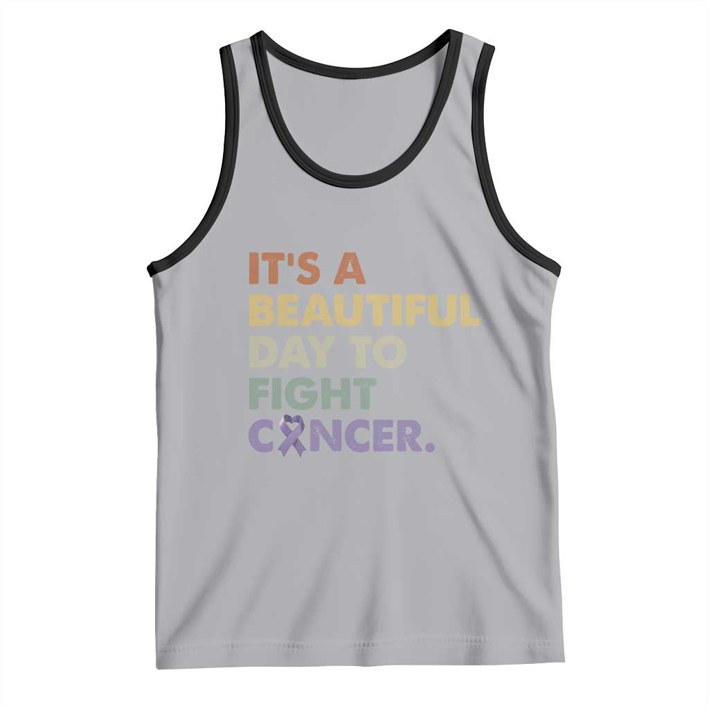 All Cancer Awareness Tank Top It's A Beautiful Day To Fight Cancer Lavender Ribbon TS11 Athletic Heather Black Print Your Wear