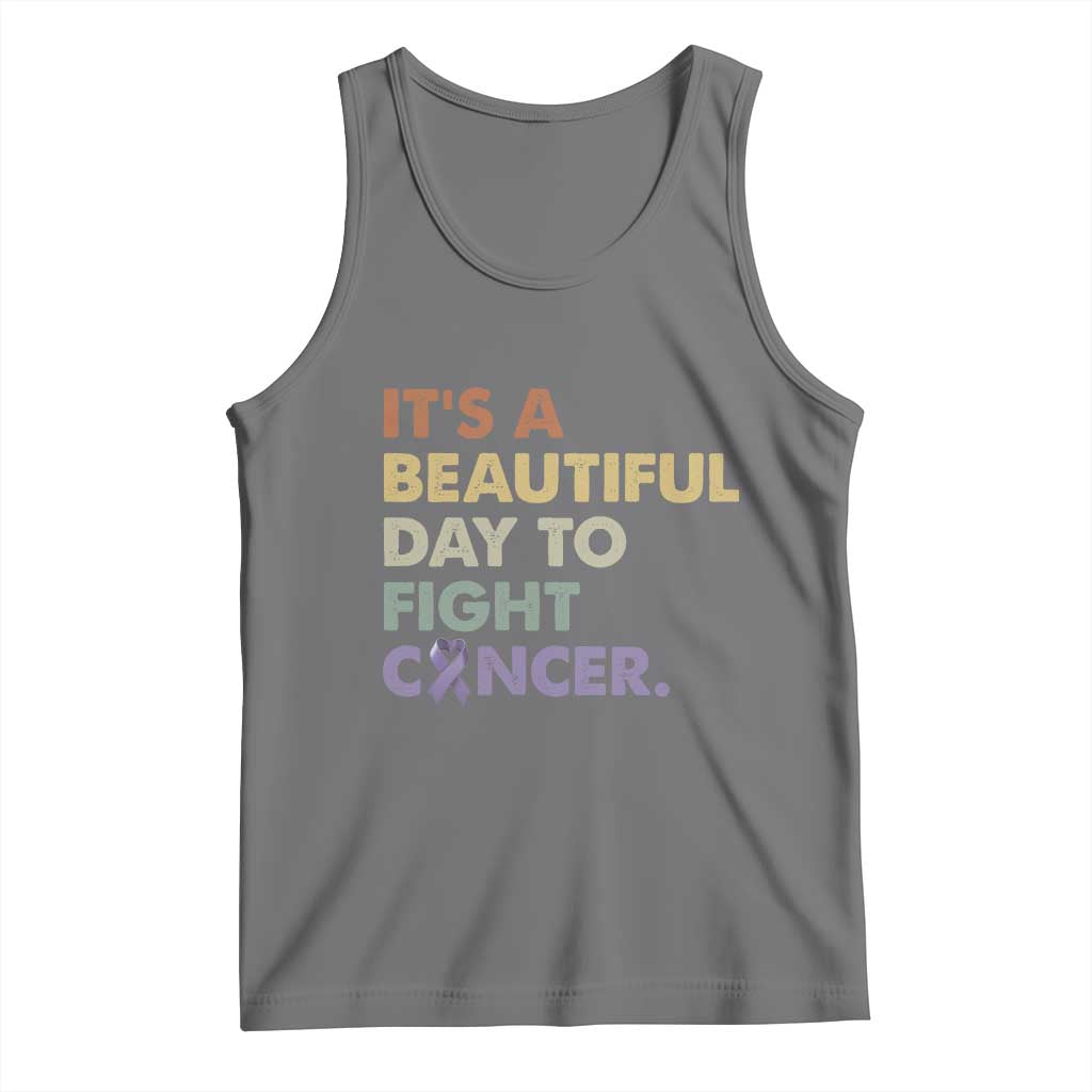 All Cancer Awareness Tank Top It's A Beautiful Day To Fight Cancer Lavender Ribbon TS11 Black Heather Print Your Wear