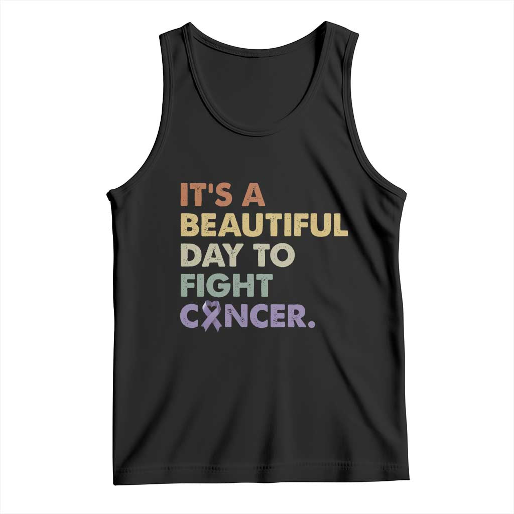 All Cancer Awareness Tank Top It's A Beautiful Day To Fight Cancer Lavender Ribbon TS11 Black Print Your Wear