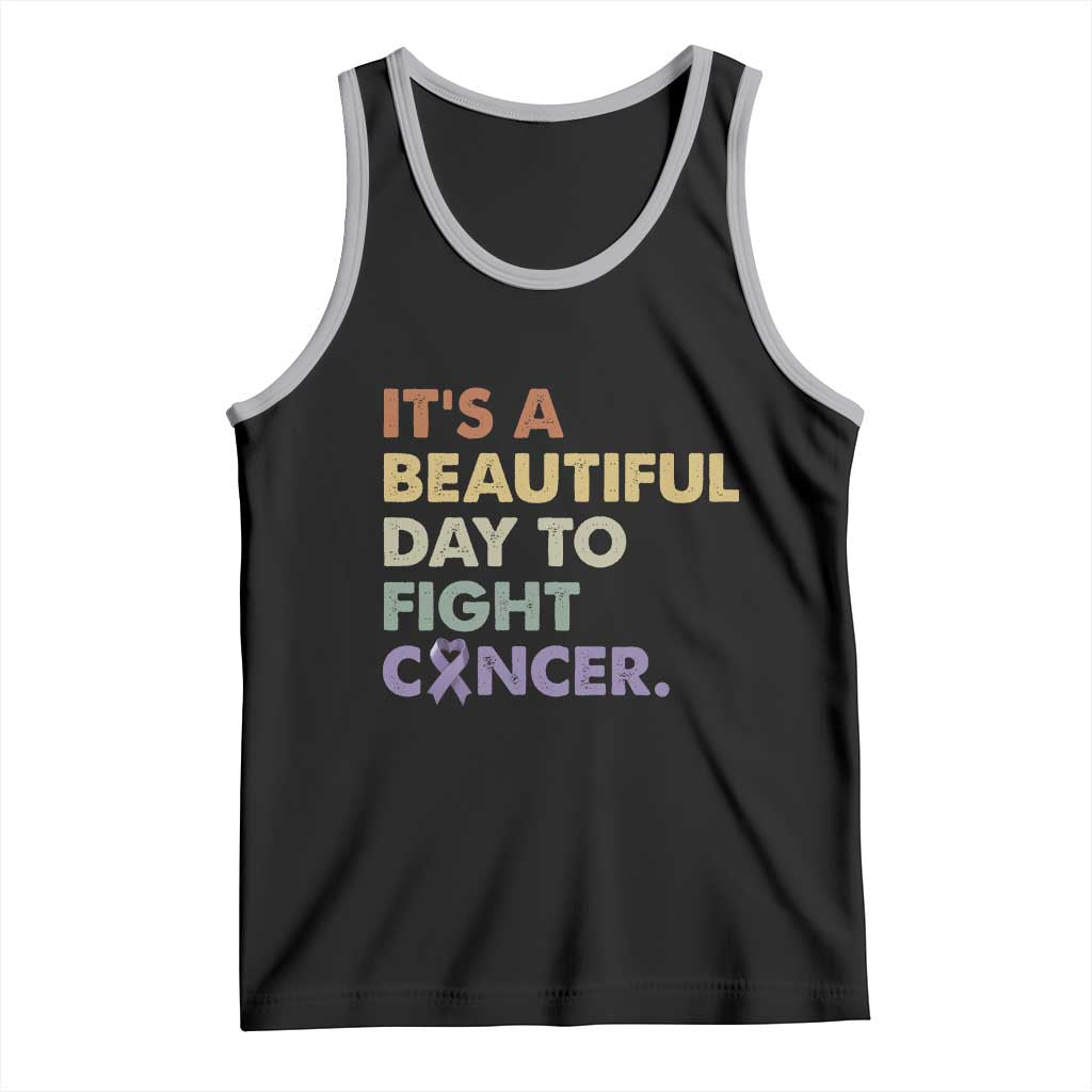 All Cancer Awareness Tank Top It's A Beautiful Day To Fight Cancer Lavender Ribbon TS11 Black Athletic Heather Print Your Wear