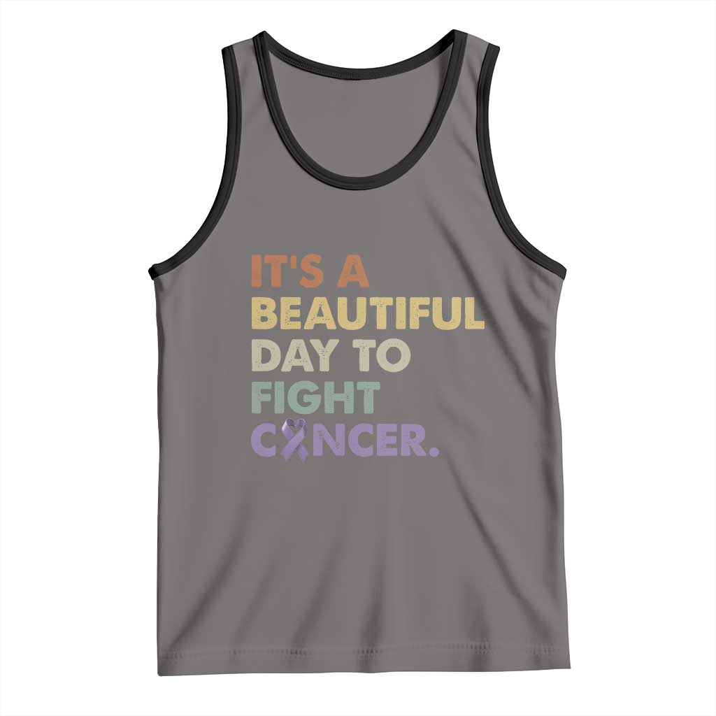 All Cancer Awareness Tank Top It's A Beautiful Day To Fight Cancer Lavender Ribbon TS11 Deep Heather Black Print Your Wear