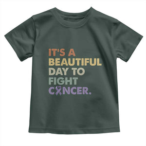 All Cancer Awareness Toddler T Shirt It's A Beautiful Day To Fight Cancer Lavender Ribbon TS11 Dark Forest Green Print Your Wear