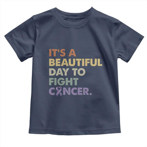 All Cancer Awareness Toddler T Shirt It's A Beautiful Day To Fight Cancer Lavender Ribbon TS11 Navy Print Your Wear