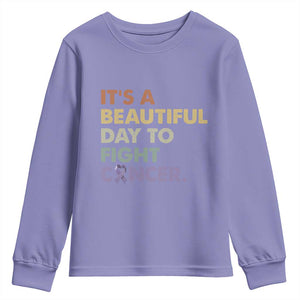 All Cancer Awareness Youth Sweatshirt It's A Beautiful Day To Fight Cancer Lavender Ribbon TS11 Violet Print Your Wear